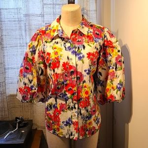 Maeve puff sleeve floral blouse